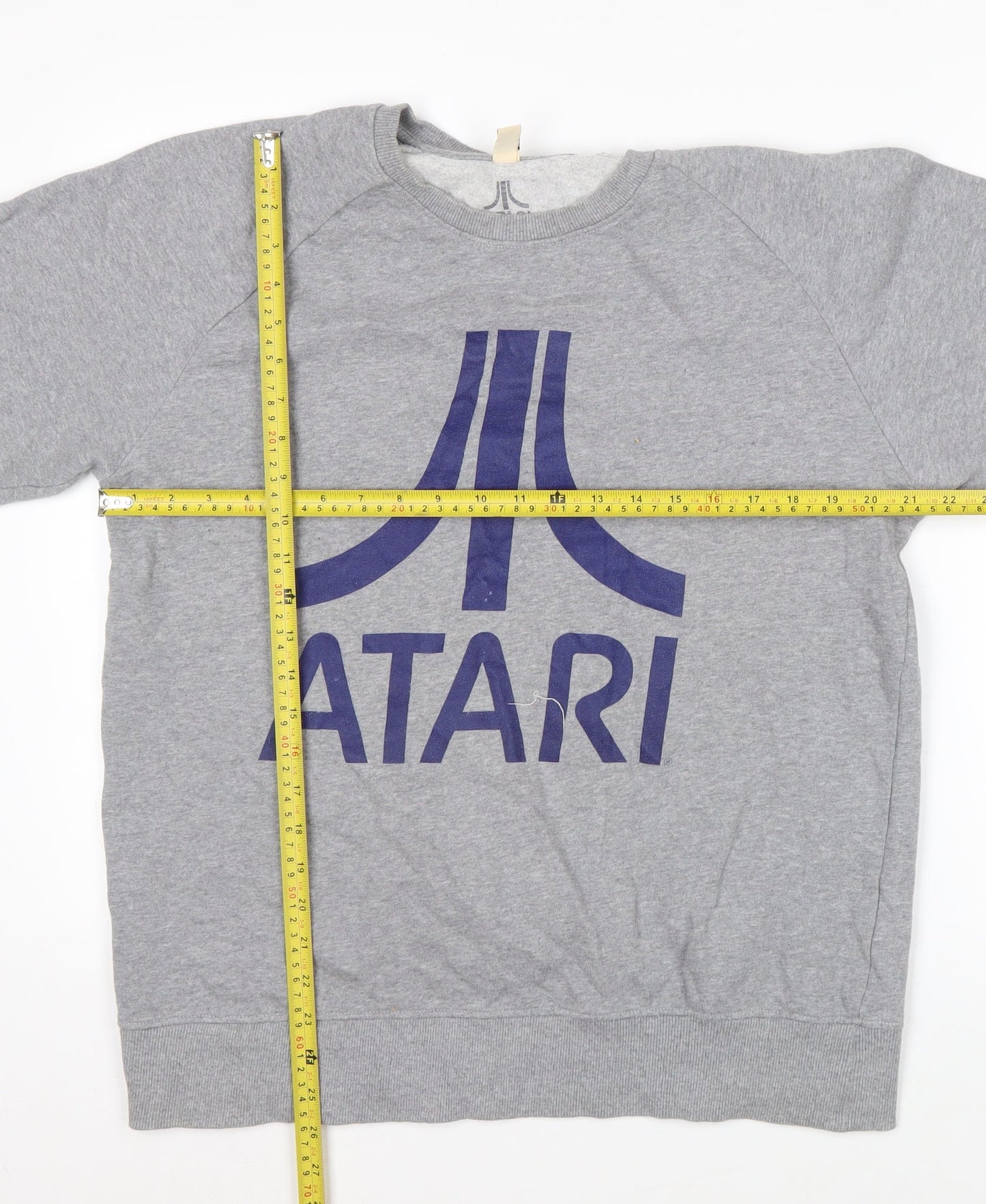 Atari Men's Grey Logo Pullover Sweatshirt Size L Cotton Retro Style