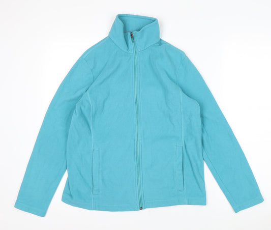 Lands' End Women's Blue Fleece Full Zip Petite Jacket Size S