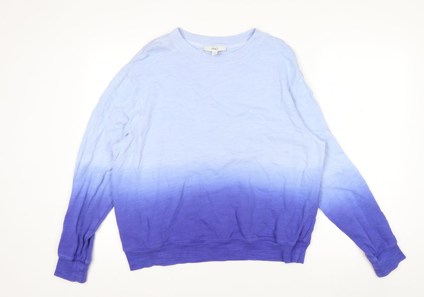 Marks and Spencer Women Purple Ombre Cotton Pullover Sweatshirt M
