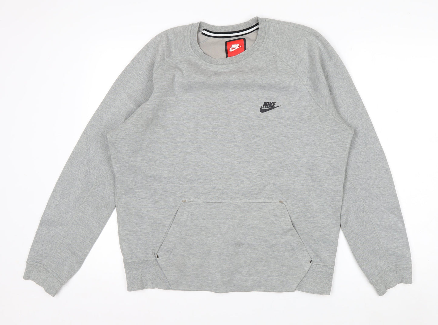 Nike Men's Grey Regular Fit Crew Neck Pullover Sweatshirt M