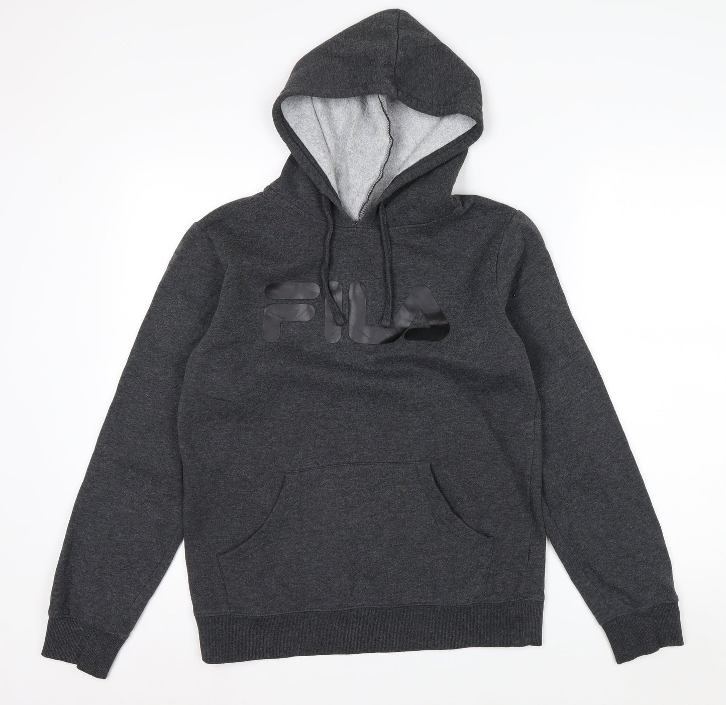 FILA Men’s Grey Pullover Hoodie S Logo Fleece Sports Casual