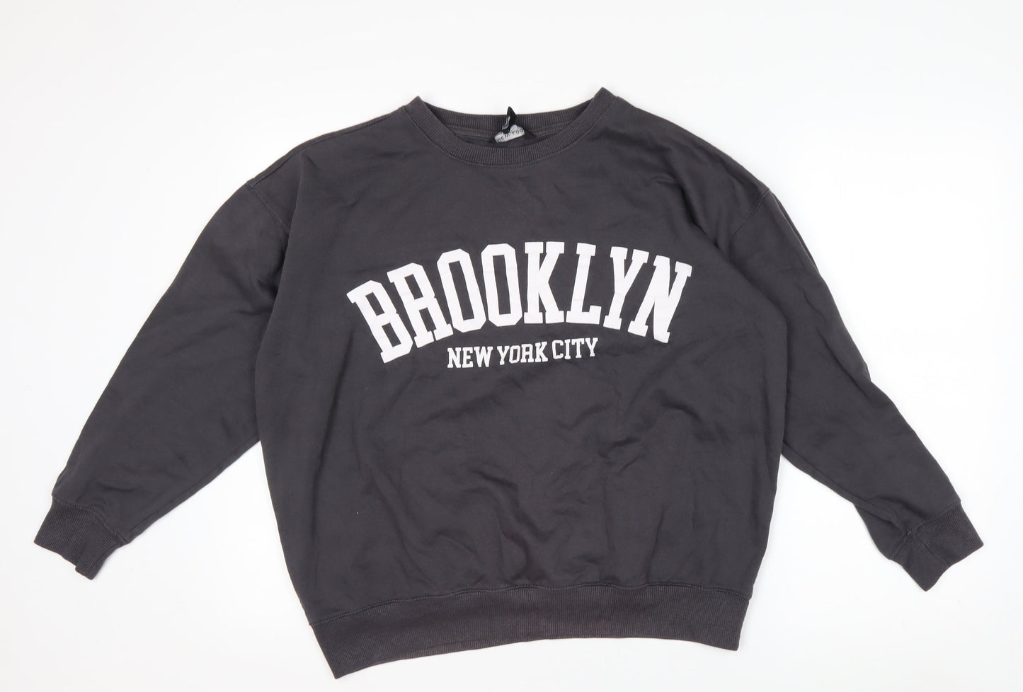 New Look Women Black Brooklyn Pullover Sweatshirt Size M Cotton Blend