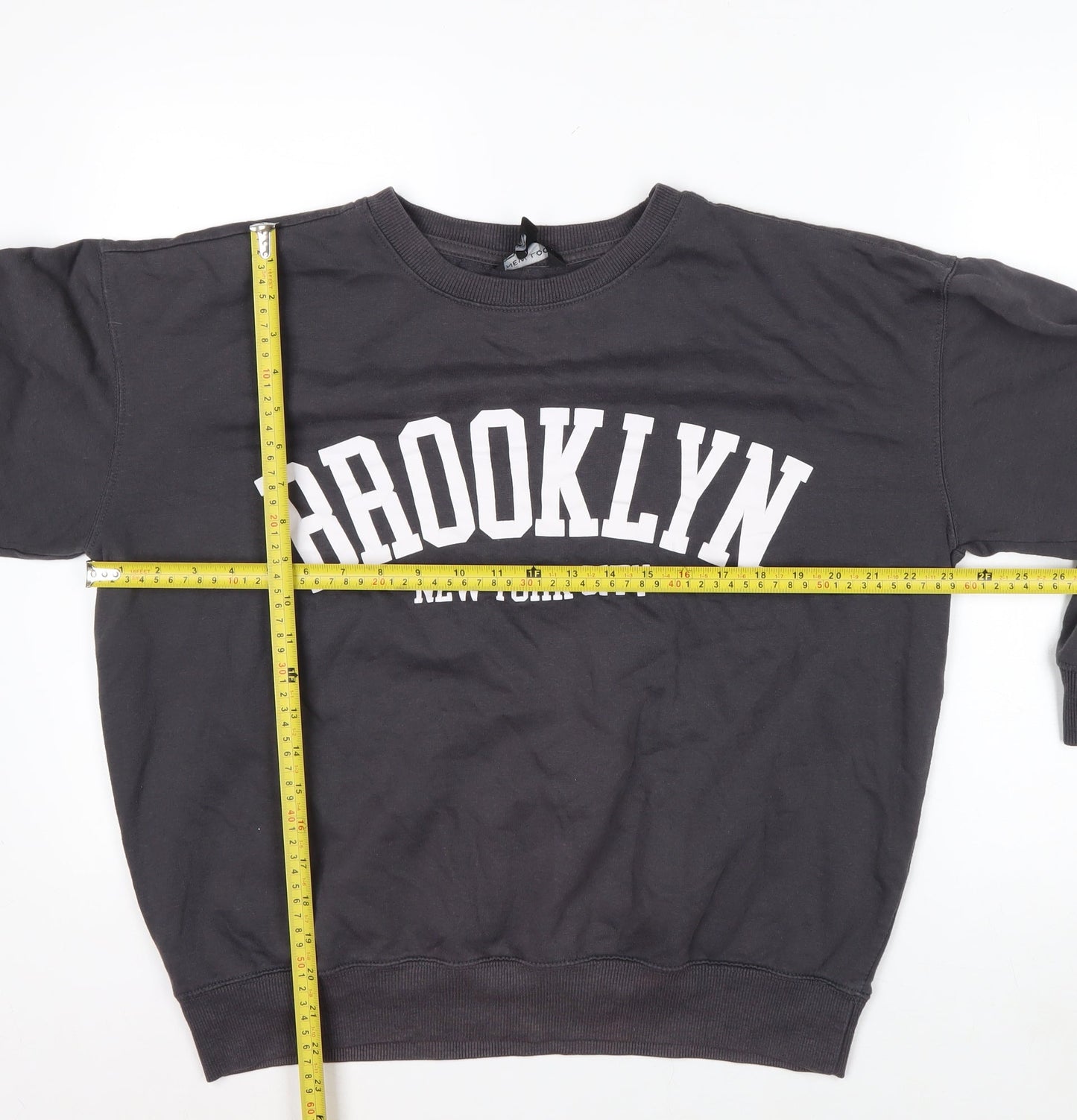 New Look Women Black Brooklyn Pullover Sweatshirt Size M Cotton Blend