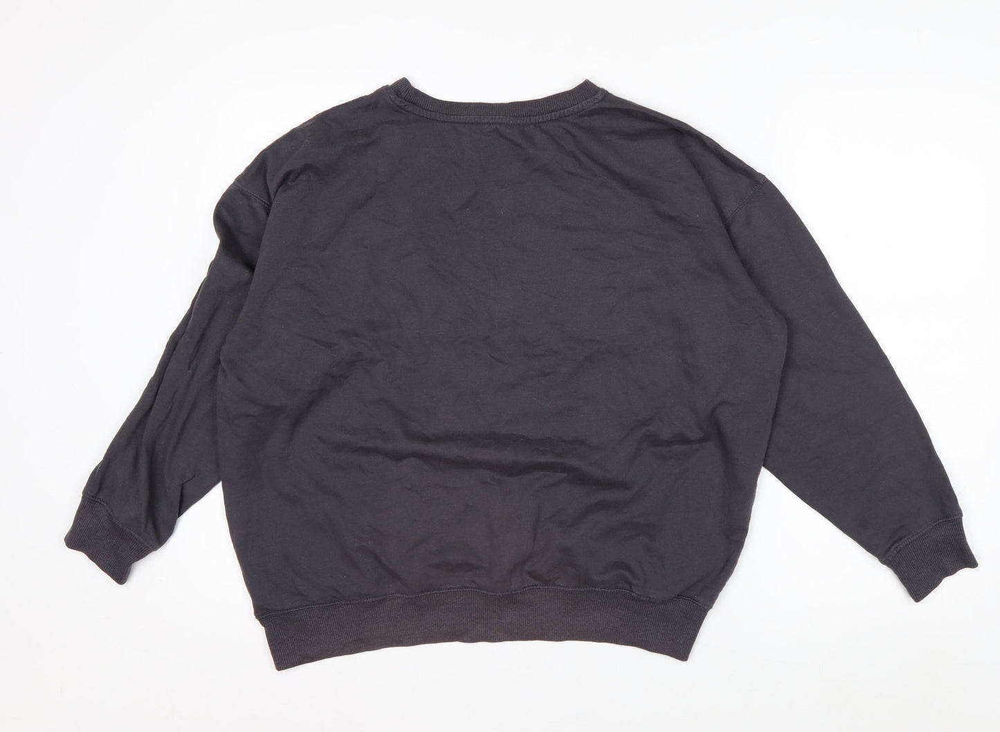 New Look Women Black Brooklyn Pullover Sweatshirt Size M Cotton Blend