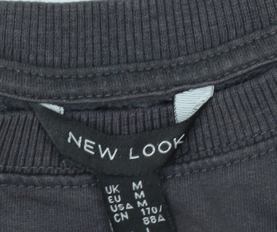 New Look Women Black Brooklyn Pullover Sweatshirt Size M Cotton Blend