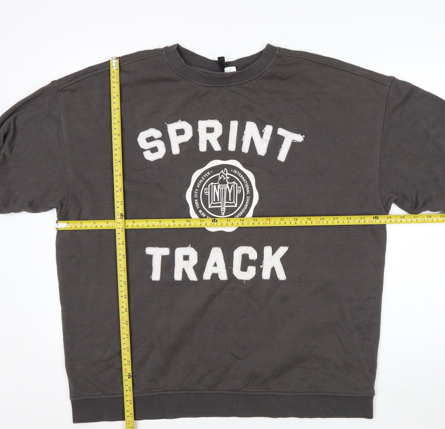 H&M Divided Men’s Grey Sprint Track Crew Neck Sweatshirt Size M
