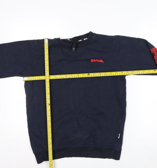 Bench Boys Blue Logo Pullover Sweatshirt 13 Years Cotton Blend Crew Neck