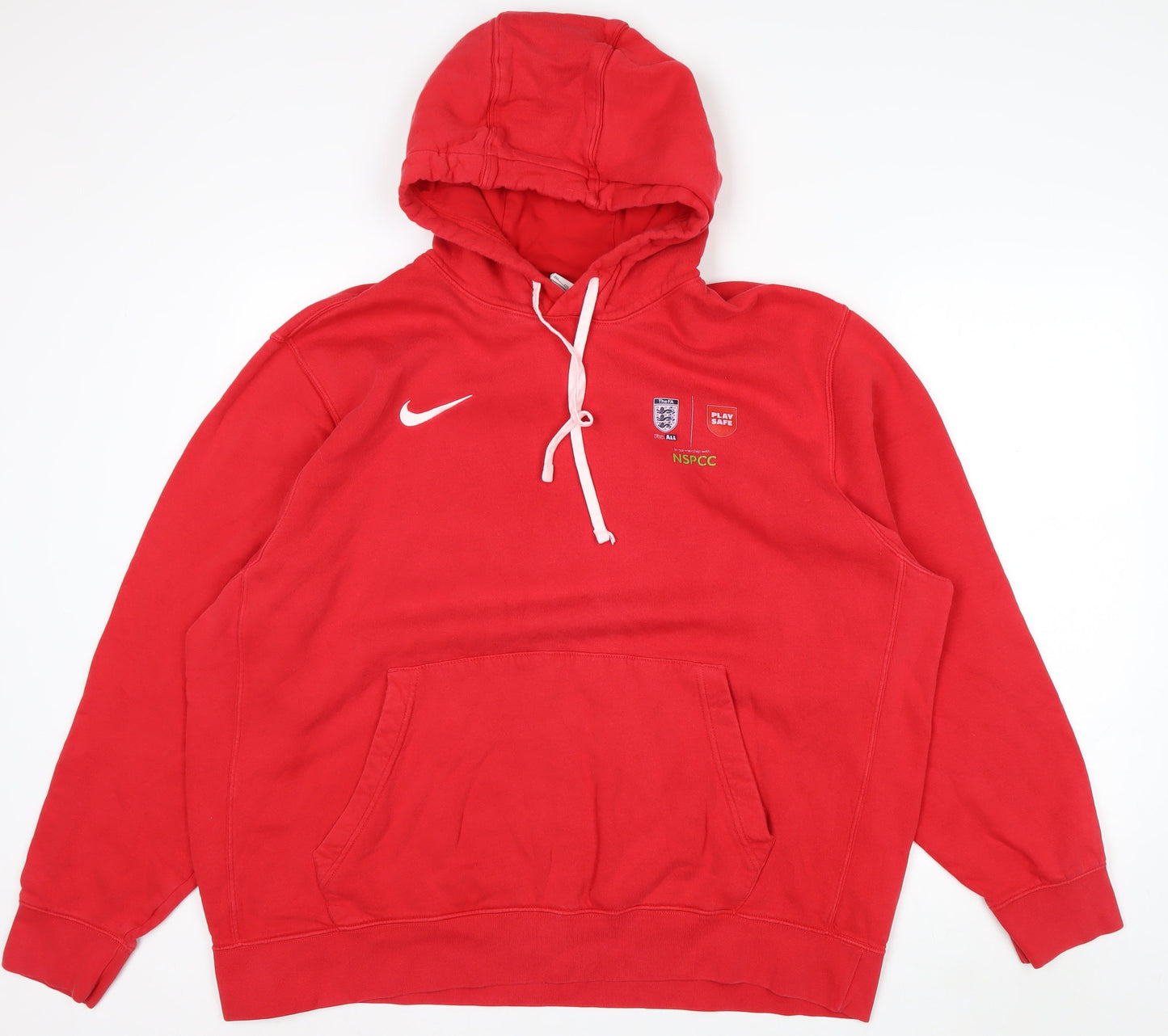 Nike Mens Red 2XL Pullover Hoodie Football NSPCC Logo