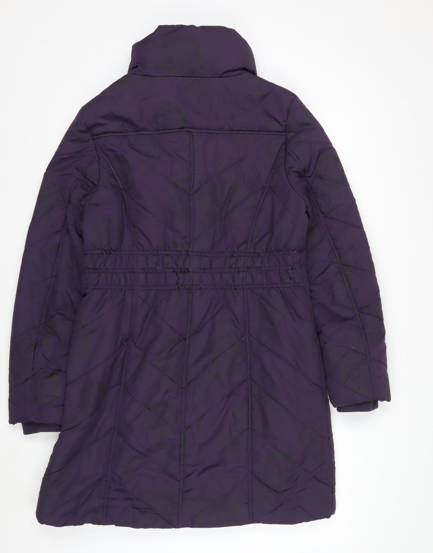 Roman Originals Womens Purple Quilted Long Coat Size 12