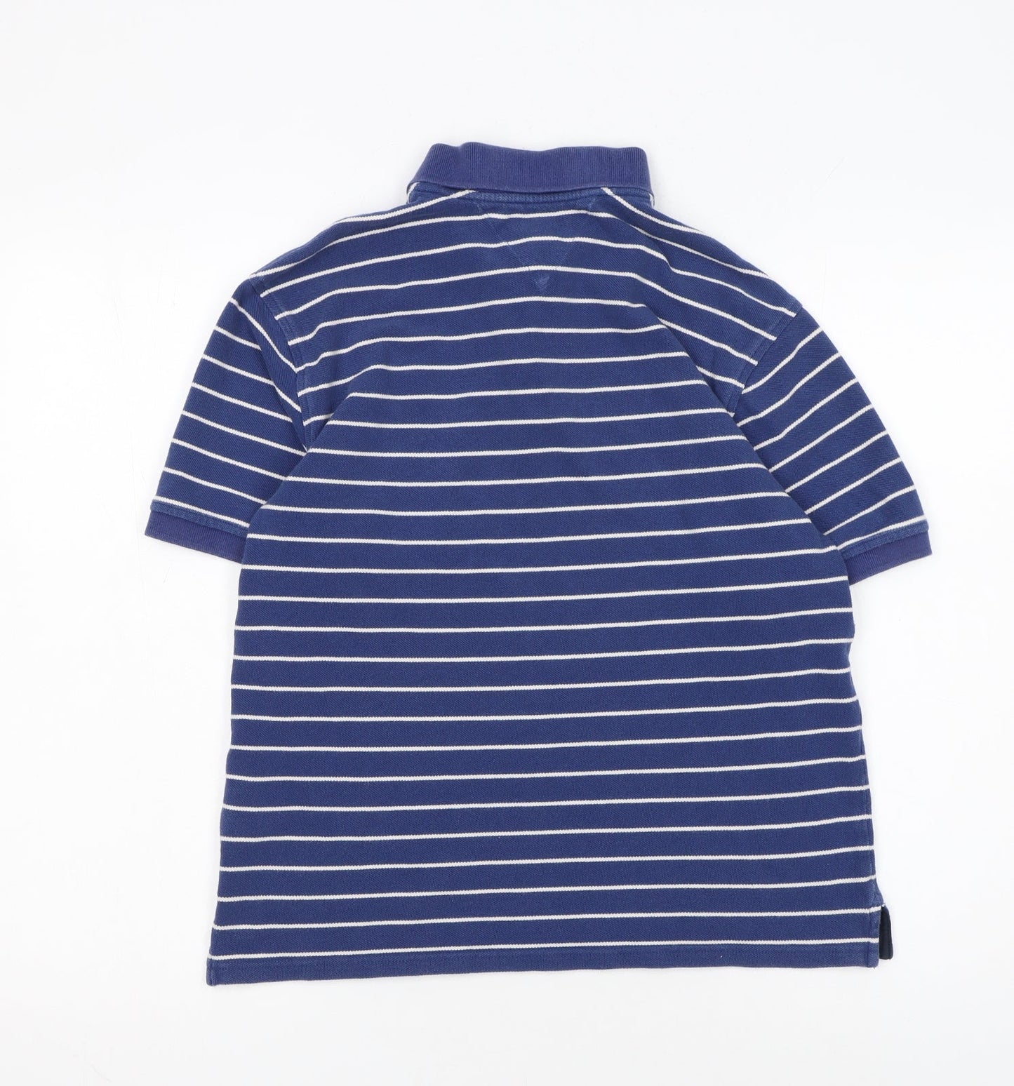 Tommy Hilfiger Boys Blue Striped Cotton Polo Shirt L 12-14 Years