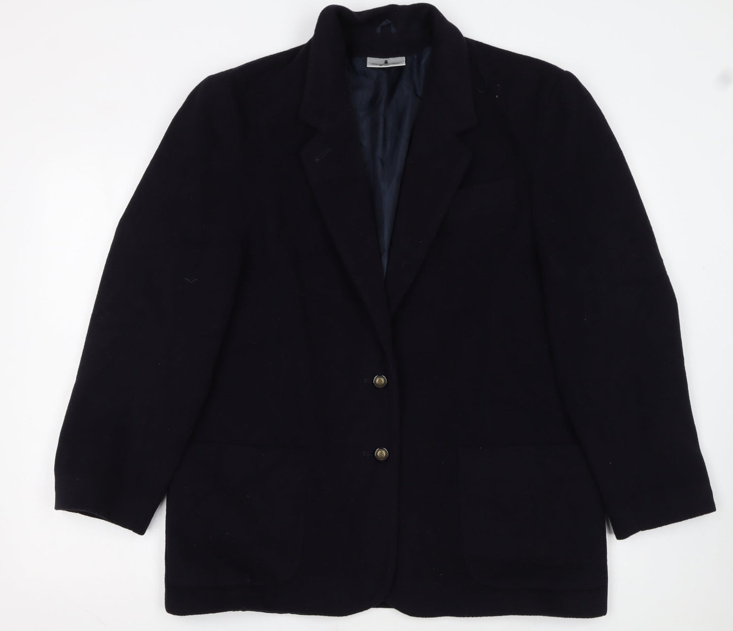 Imagination Womens Black Wool Blend Single-Breasted Blazer Size 18
