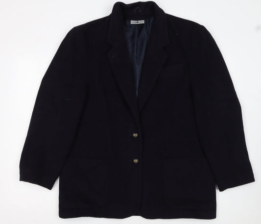 Imagination Womens Black Wool Blend Single-Breasted Blazer Size 18