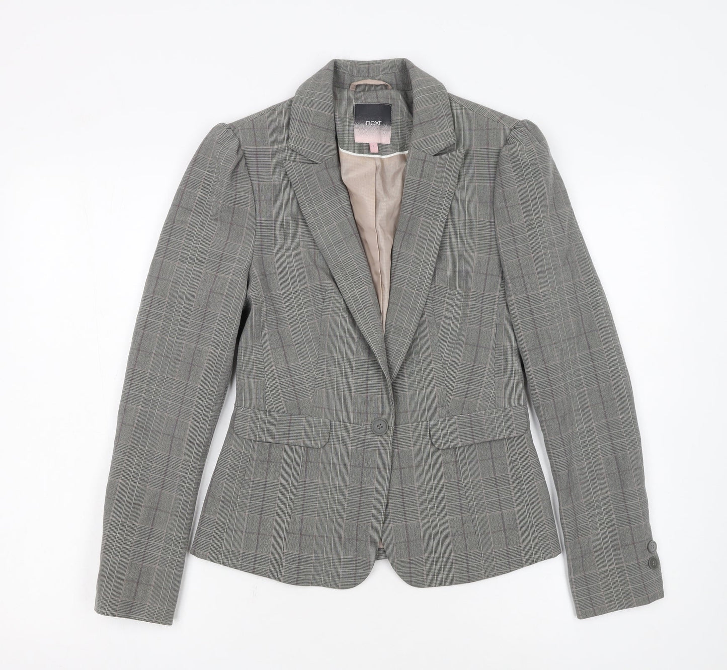 Next Women’s Grey Check Single-Breasted Blazer Size 6