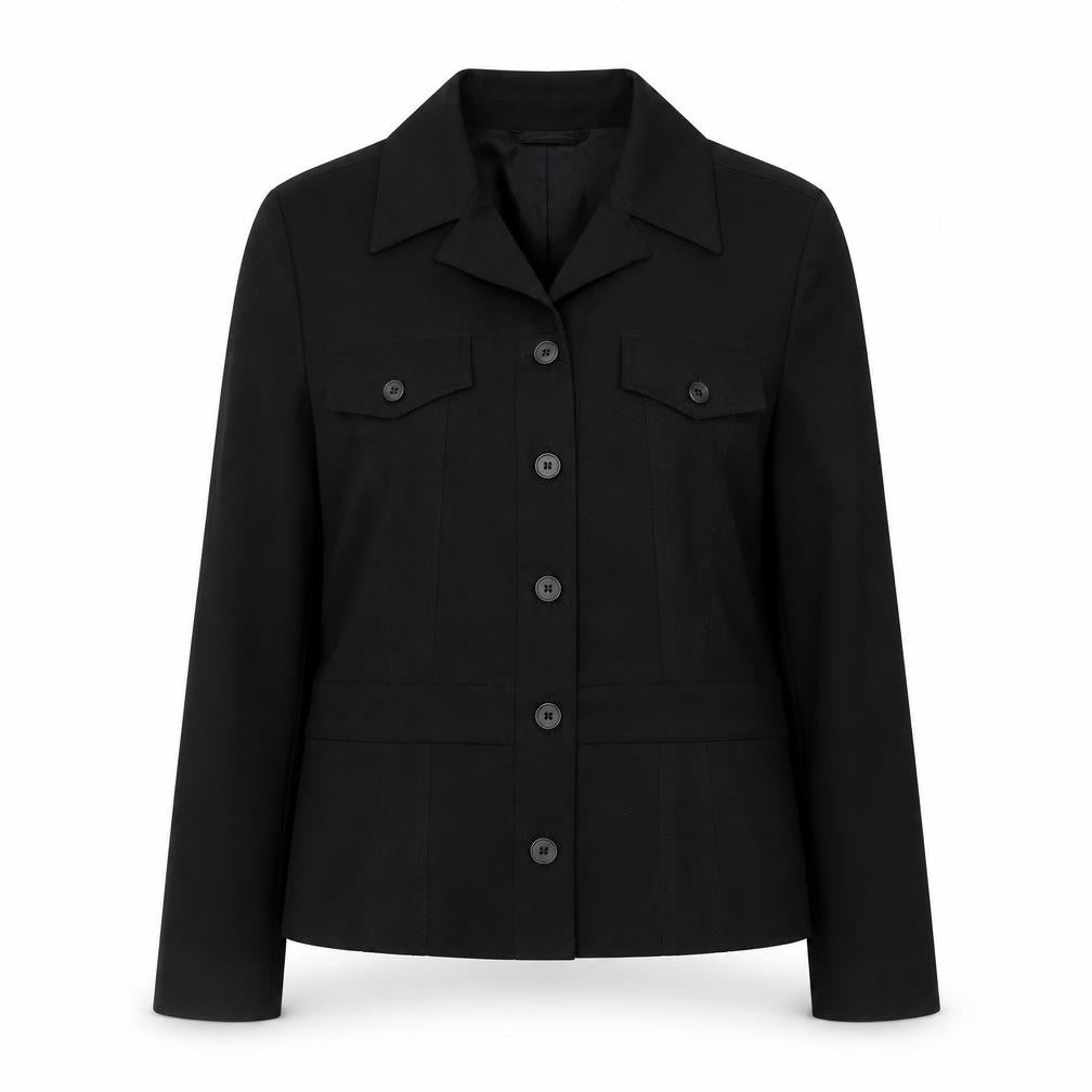 Front view of Mexx Women's Black, size 12, Fitted Button-Up Jacket