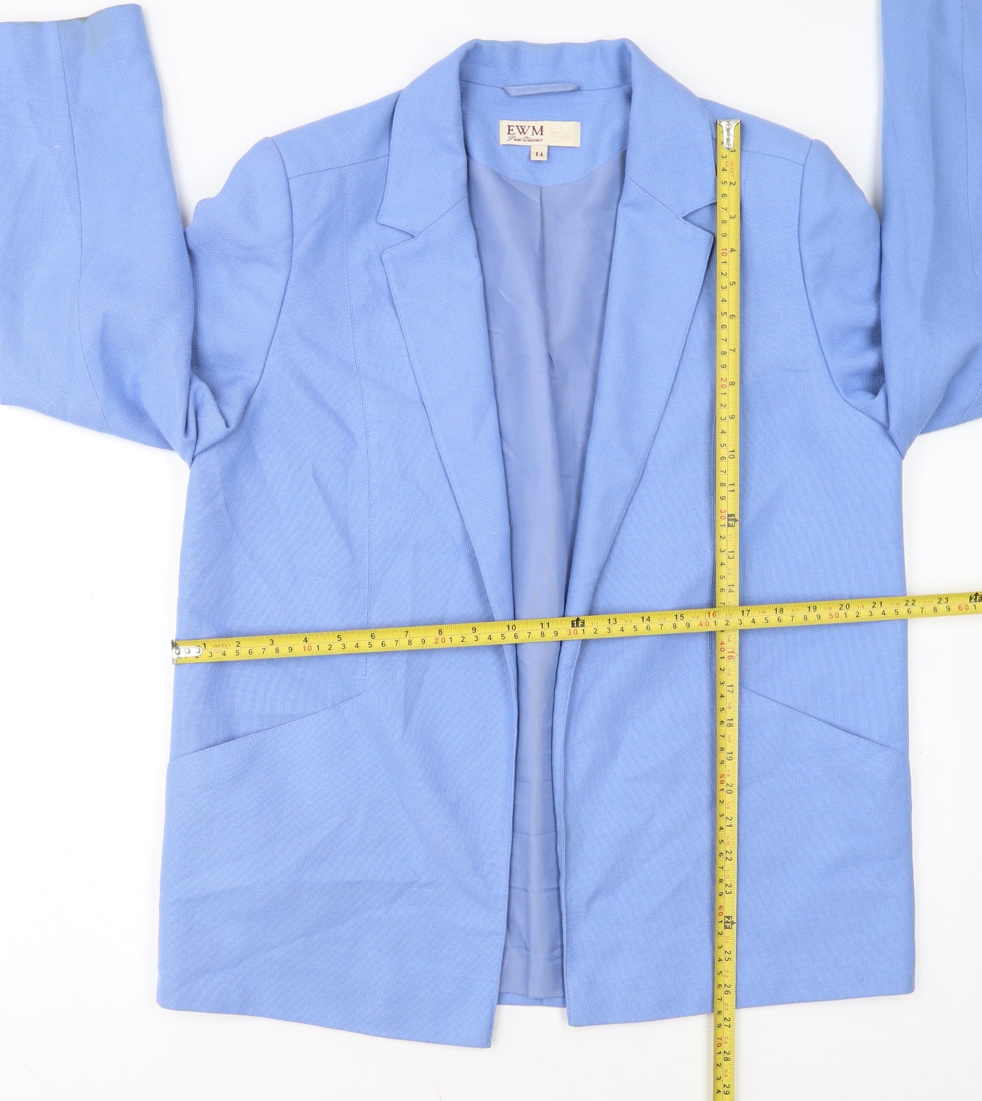EWM Women Blue Size 14 Classic Single-Breasted Blazer