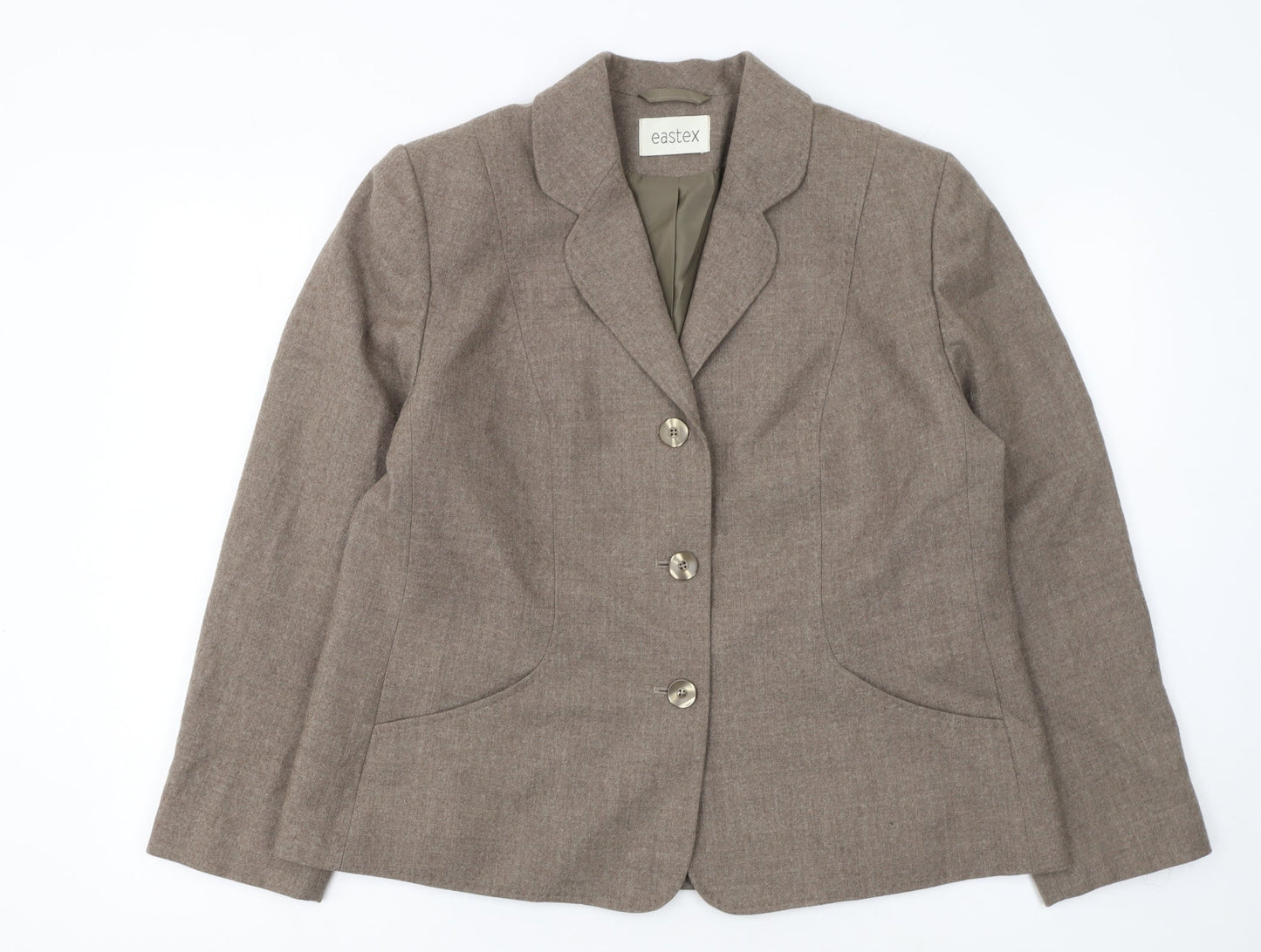 Eastex Women Brown Wool Blend Classic Single-Breasted Blazer UK 16