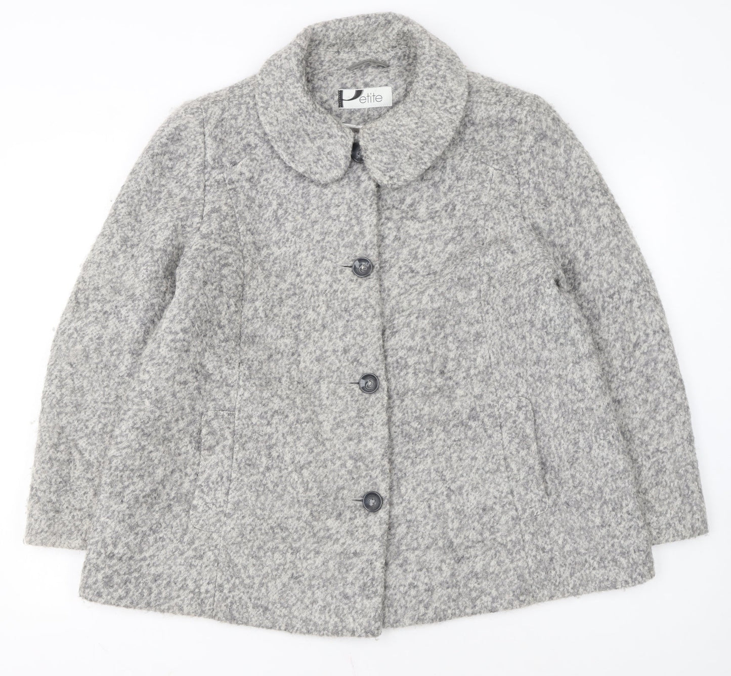 BHS Women’s Grey Petite Size 18 Wool Blend Mid-Length Coat