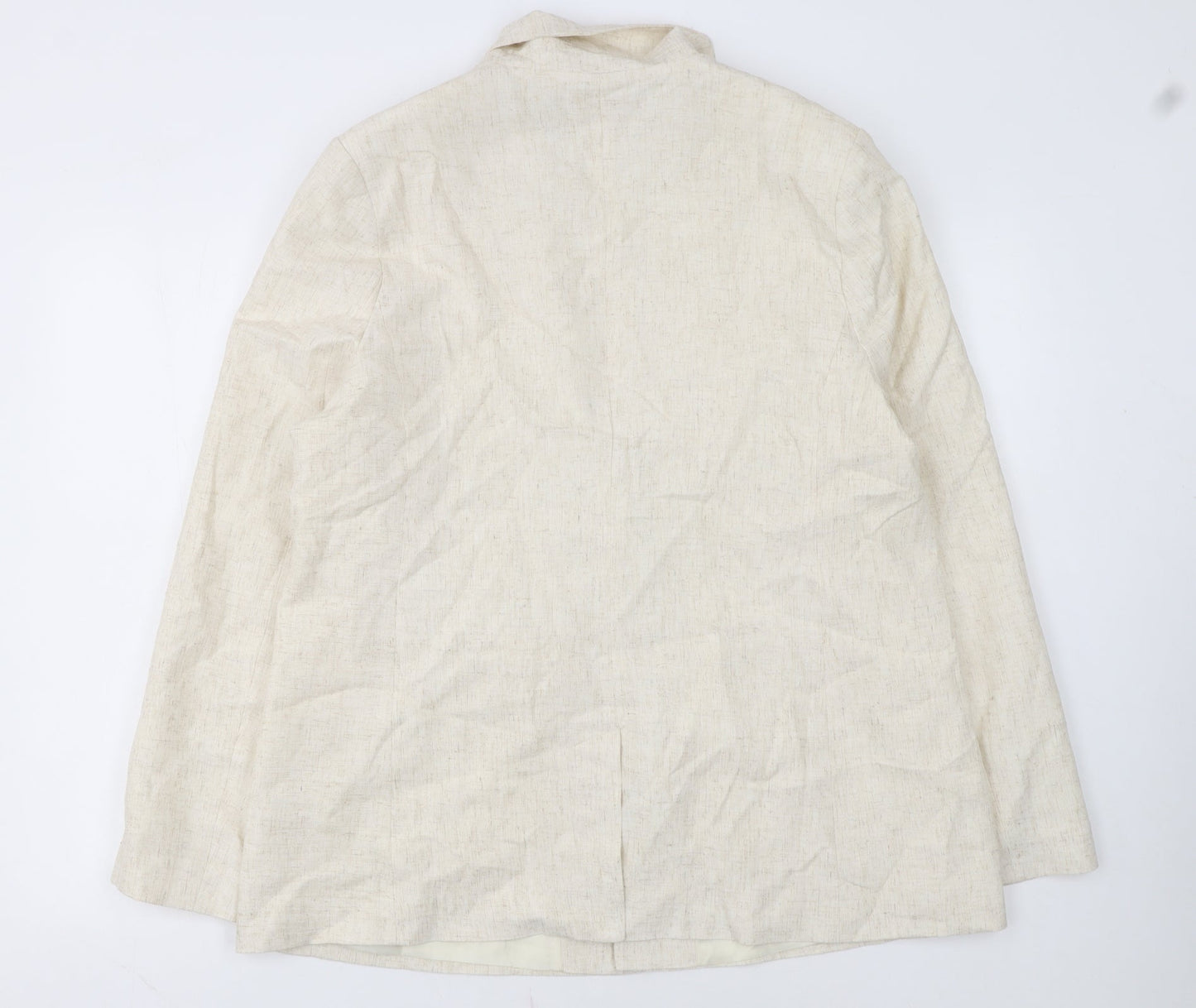 Papaya Women Beige Single-Breasted Blazer Size 16 Linen Blend