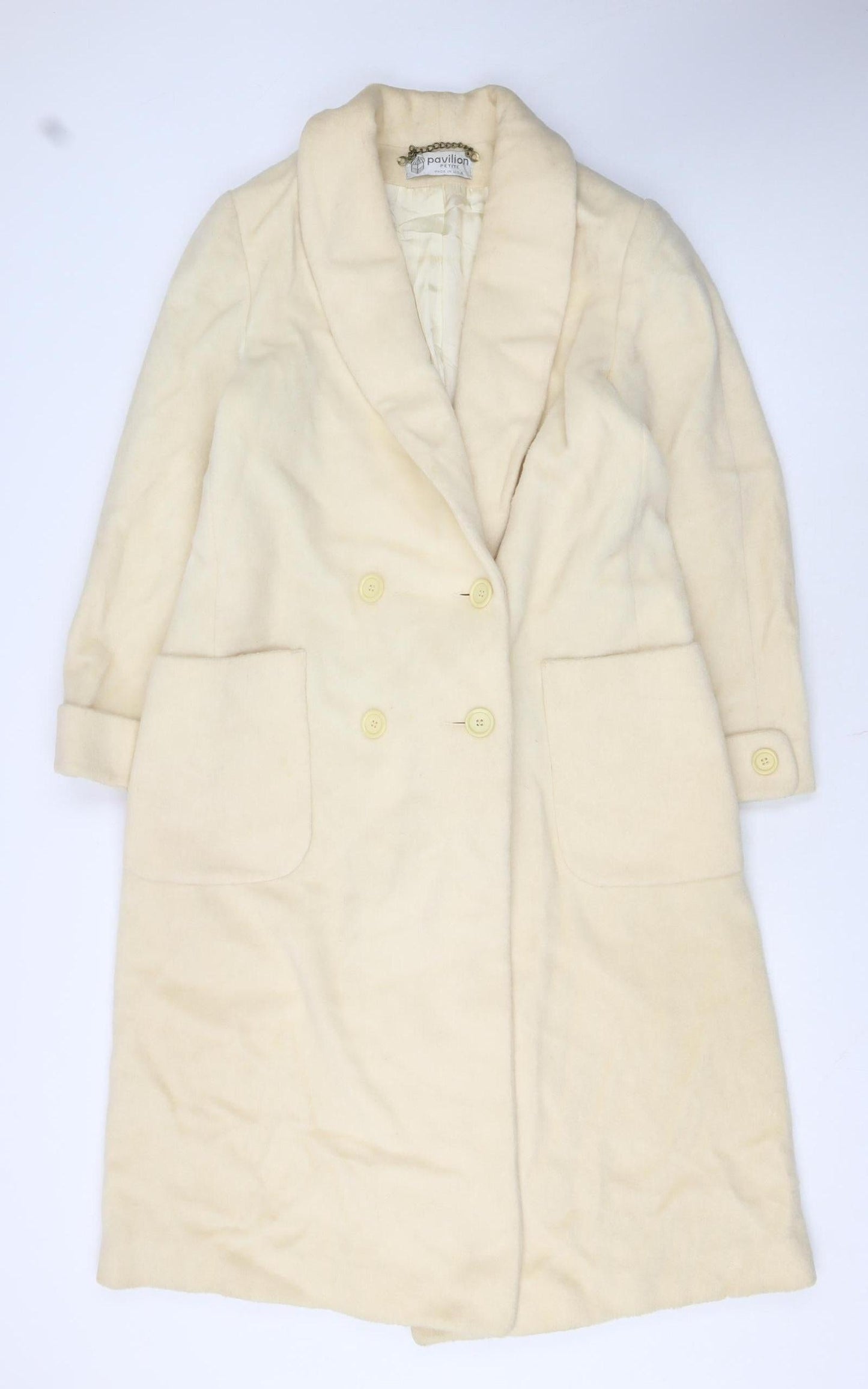 Pavilion Petite Women's Ivory Wool Blend Long Overcoat Size 12