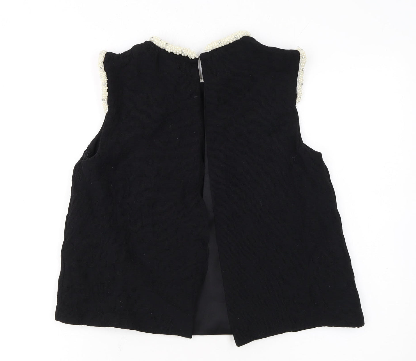 Sandro Women's Black Beaded Sleeveless Blouse Size S