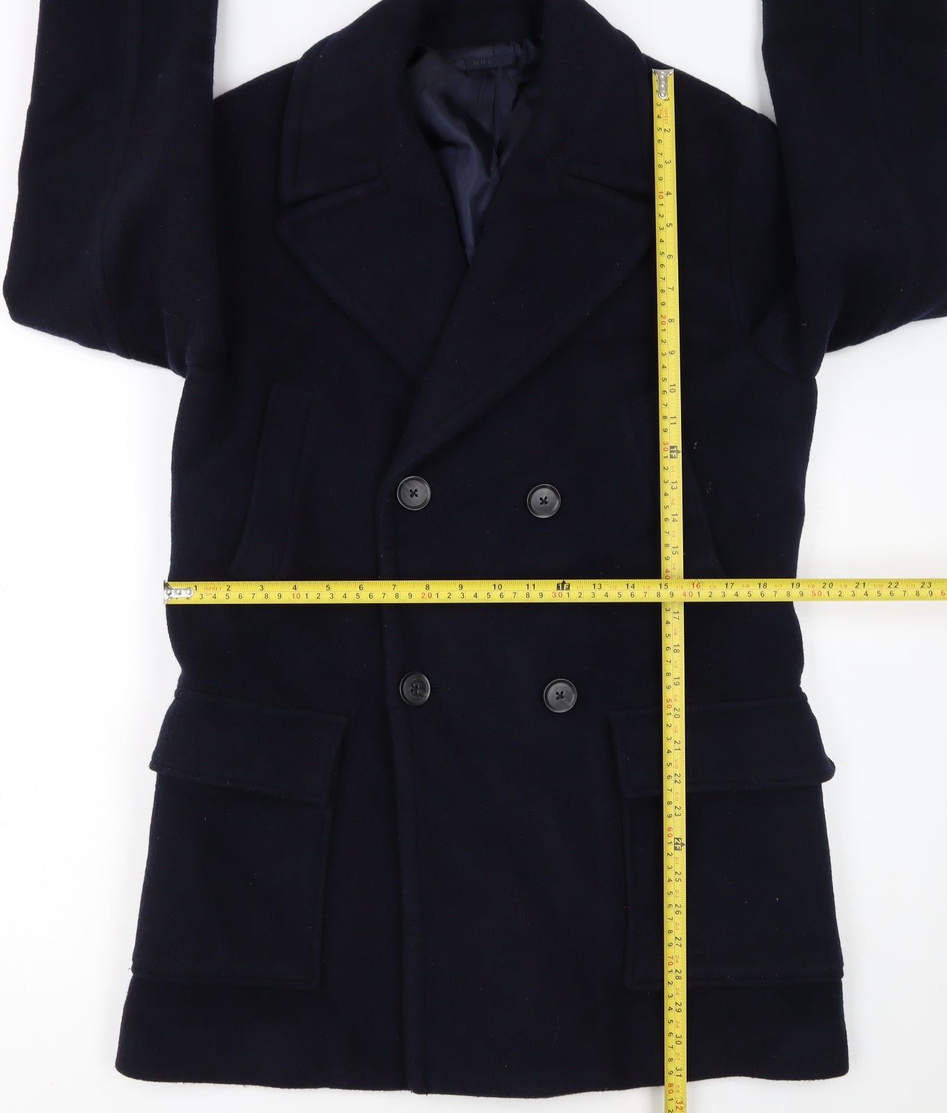 Mango Man Navy Wool Blend Pea Coat Size M Men's Classic Winter Jacket