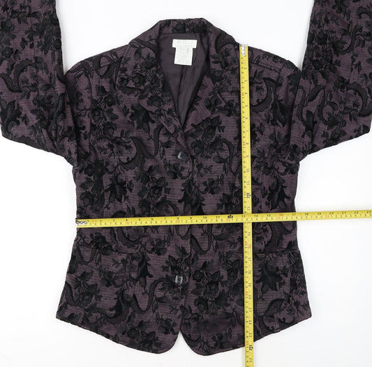 FDJ French Dressing Women's Purple Floral Blazer Medium