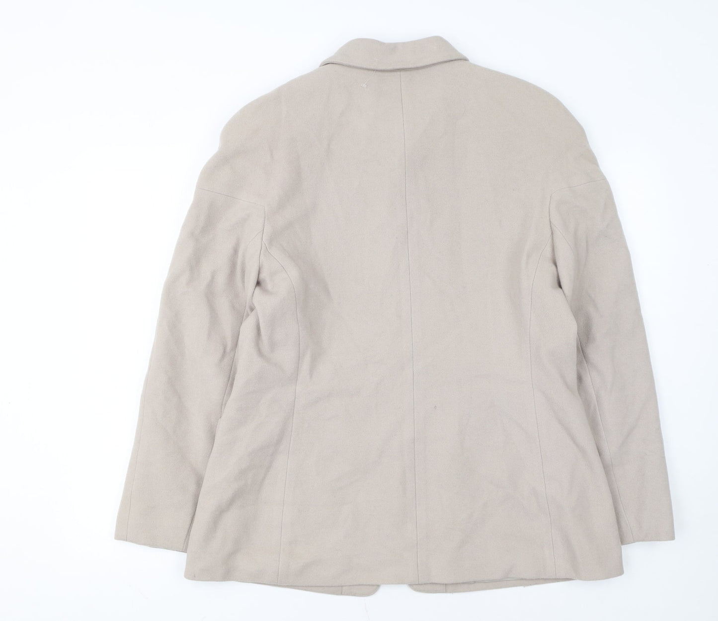 Harvé Benard Womens Beige Wool Blend Mid-Length Jacket Size 12