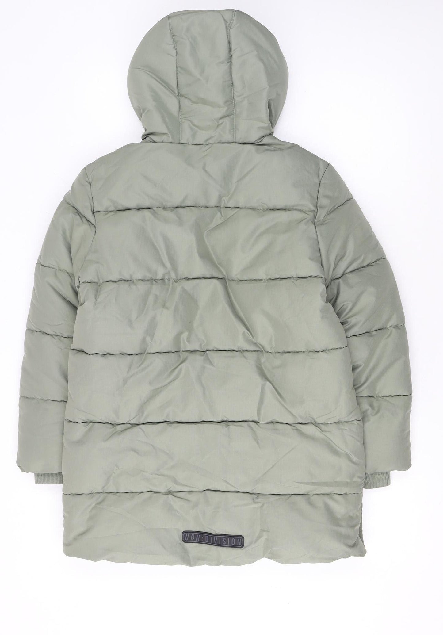 Marks and Spencer Boys Green Puffer Jacket 9-10 Years Hooded Mid-Length