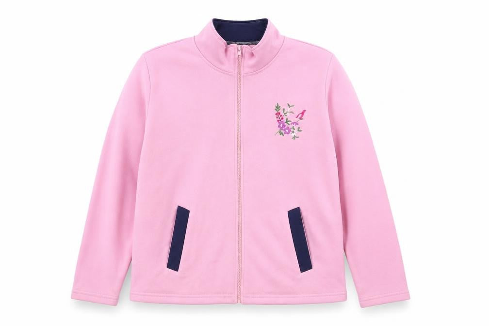 Anne Lançay Women's Pink Full Zip Embroidered Fleece Jacket UK 18/20