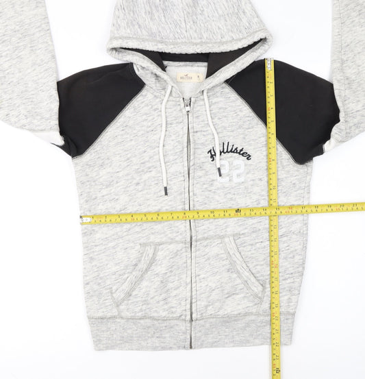 Hollister Women’s Grey & Black Full Zip Hoodie M Cotton Blend