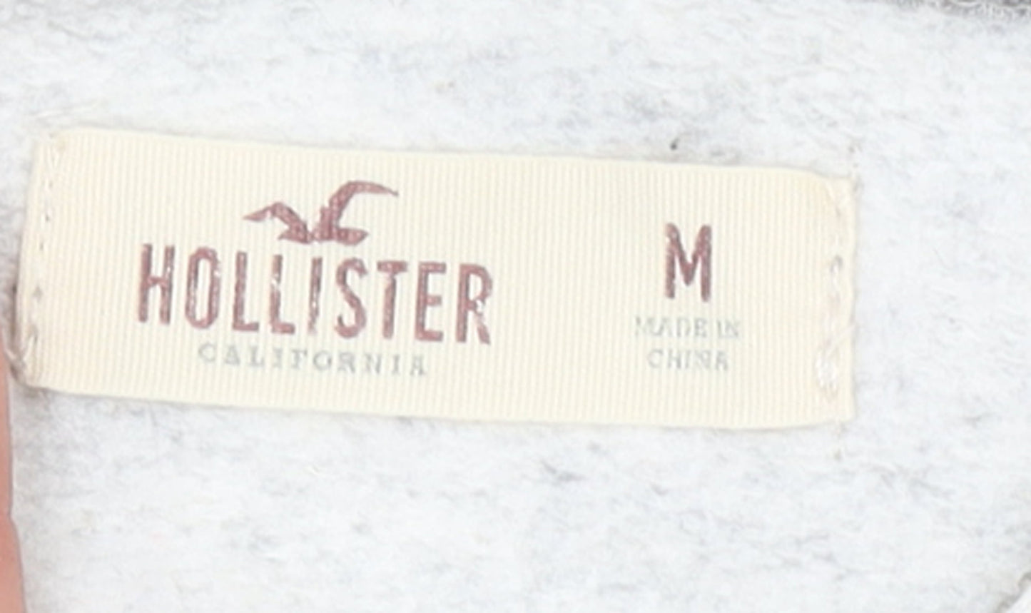 Hollister Women’s Grey & Black Full Zip Hoodie M Cotton Blend