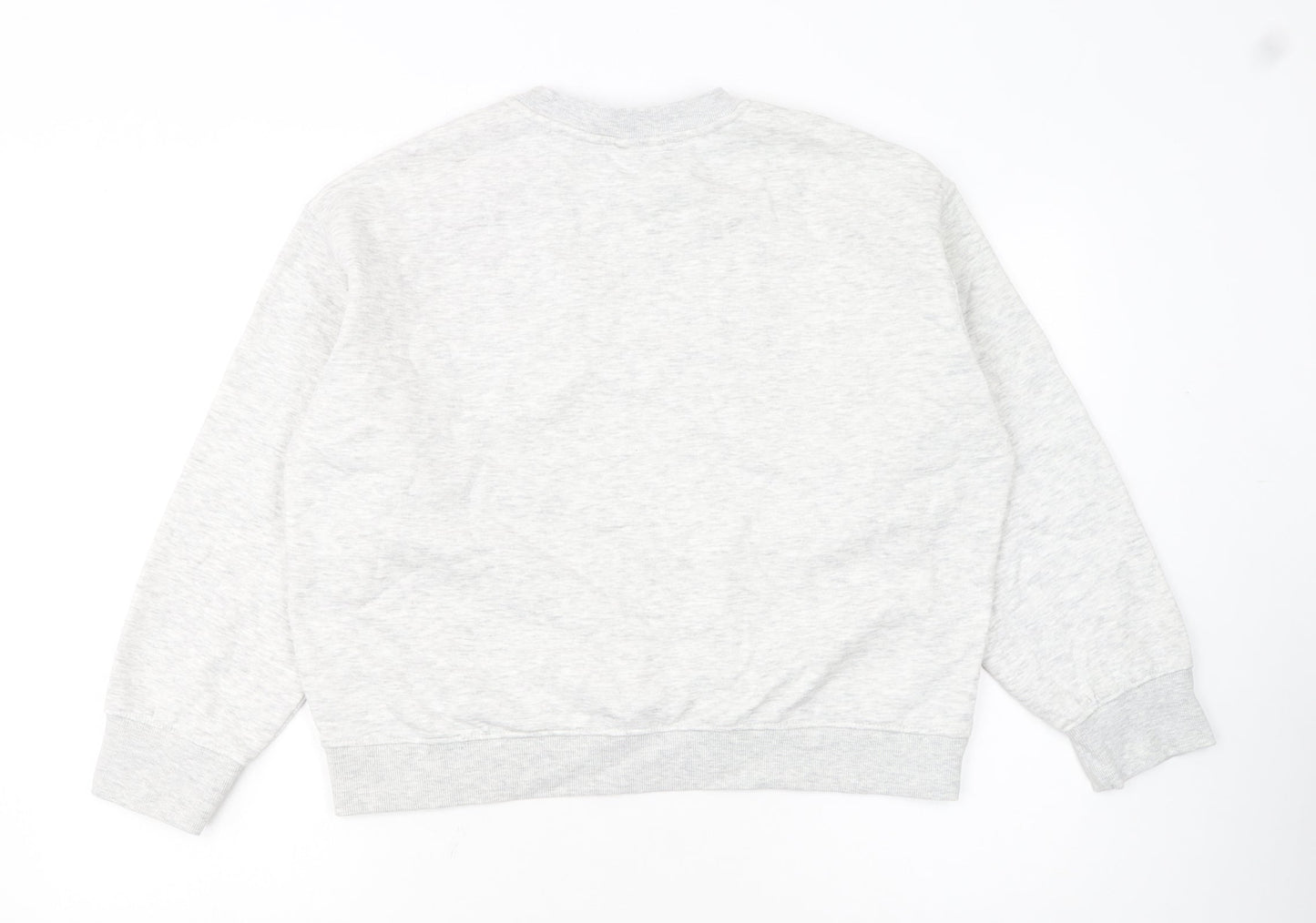 H&M Women Grey Oxford Dog Print Pullover Sweatshirt M