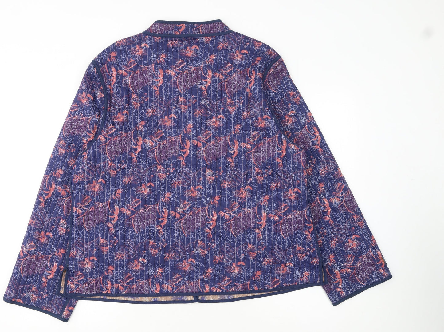 Patra Womens Blue Floral Quilted Cotton Jacket 2XL