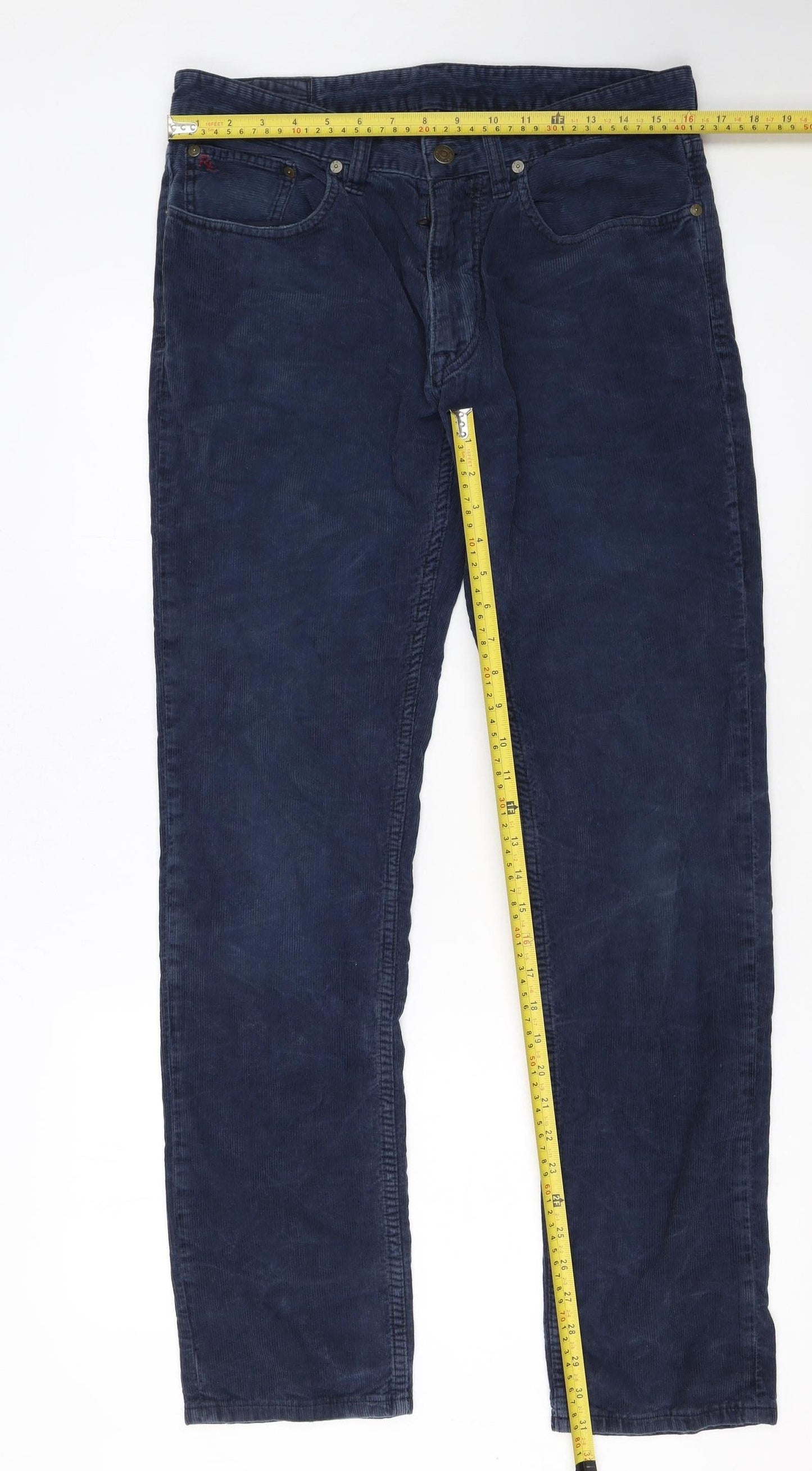 Ralph Lauren Men's Blue Corduroy Straight Trousers 32x32