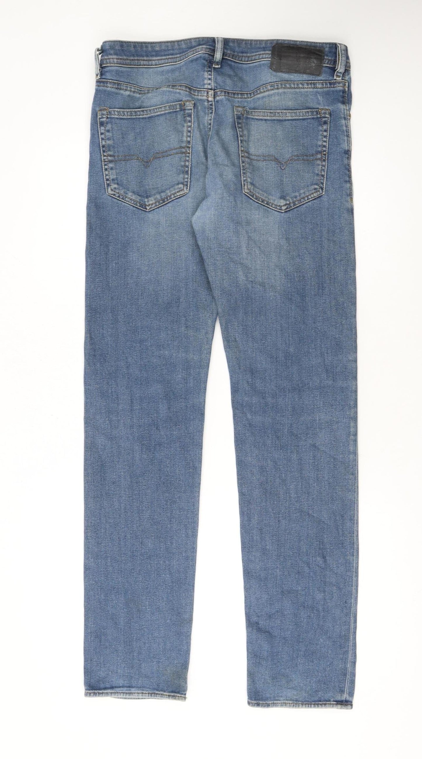 Diesel Men Blue Regular Fit Straight Leg Jeans Size 31x32