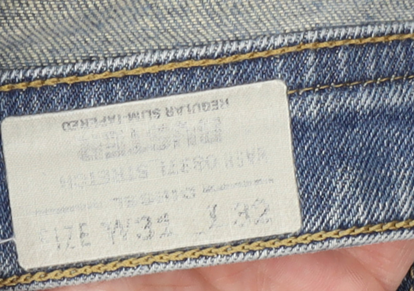 Diesel Men Blue Regular Fit Straight Leg Jeans Size 31x32
