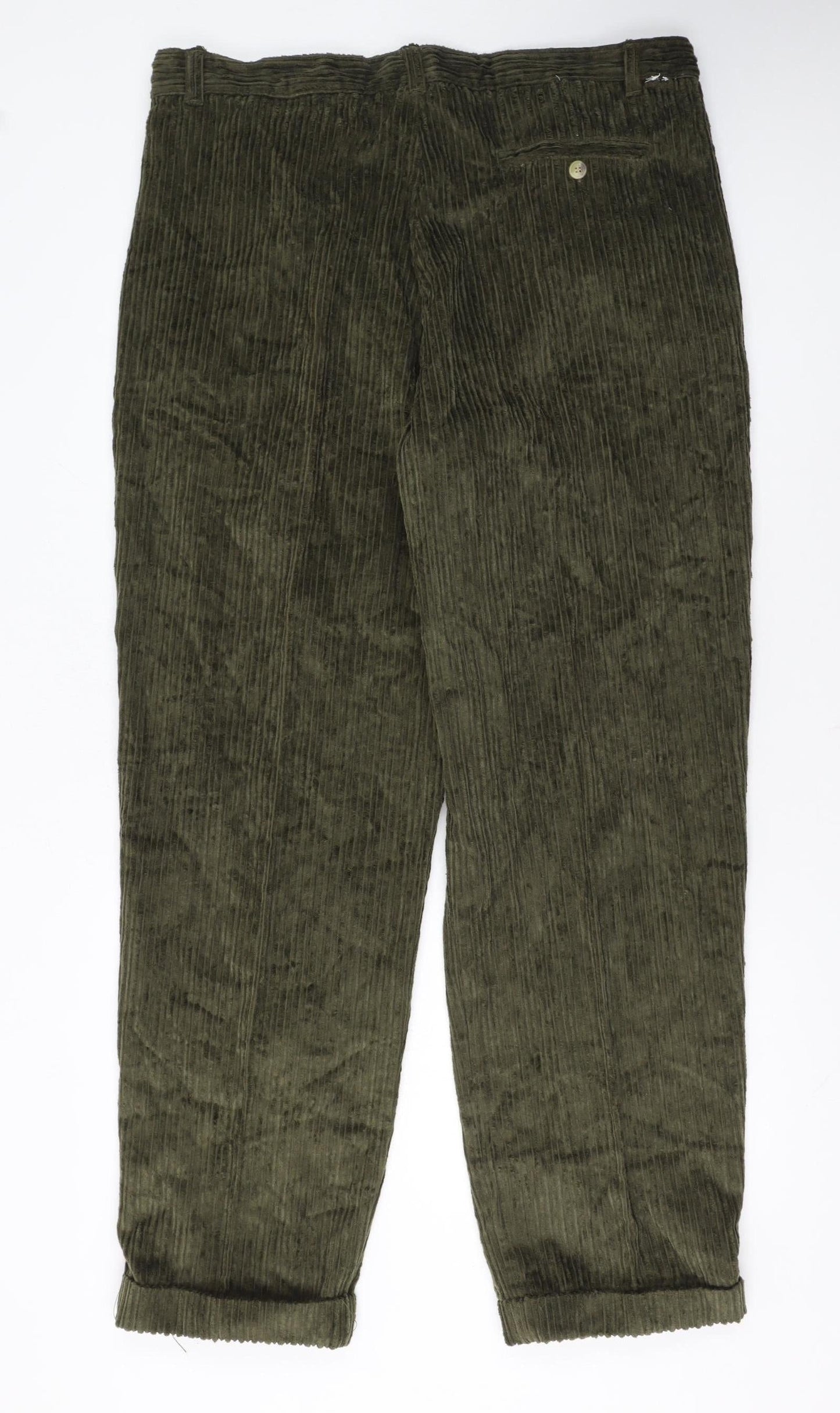 Club Montana Men’s Green Corduroy Pleated Trousers 40W 33L Regular Fit