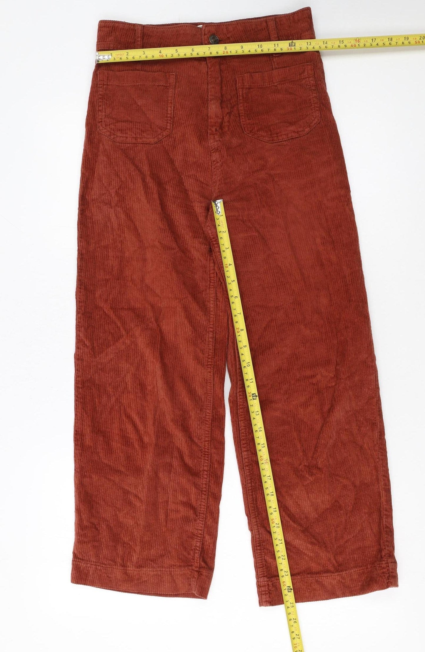 Fat Face Women's Brown Corduroy Wide-Leg Chino Trousers Size 6