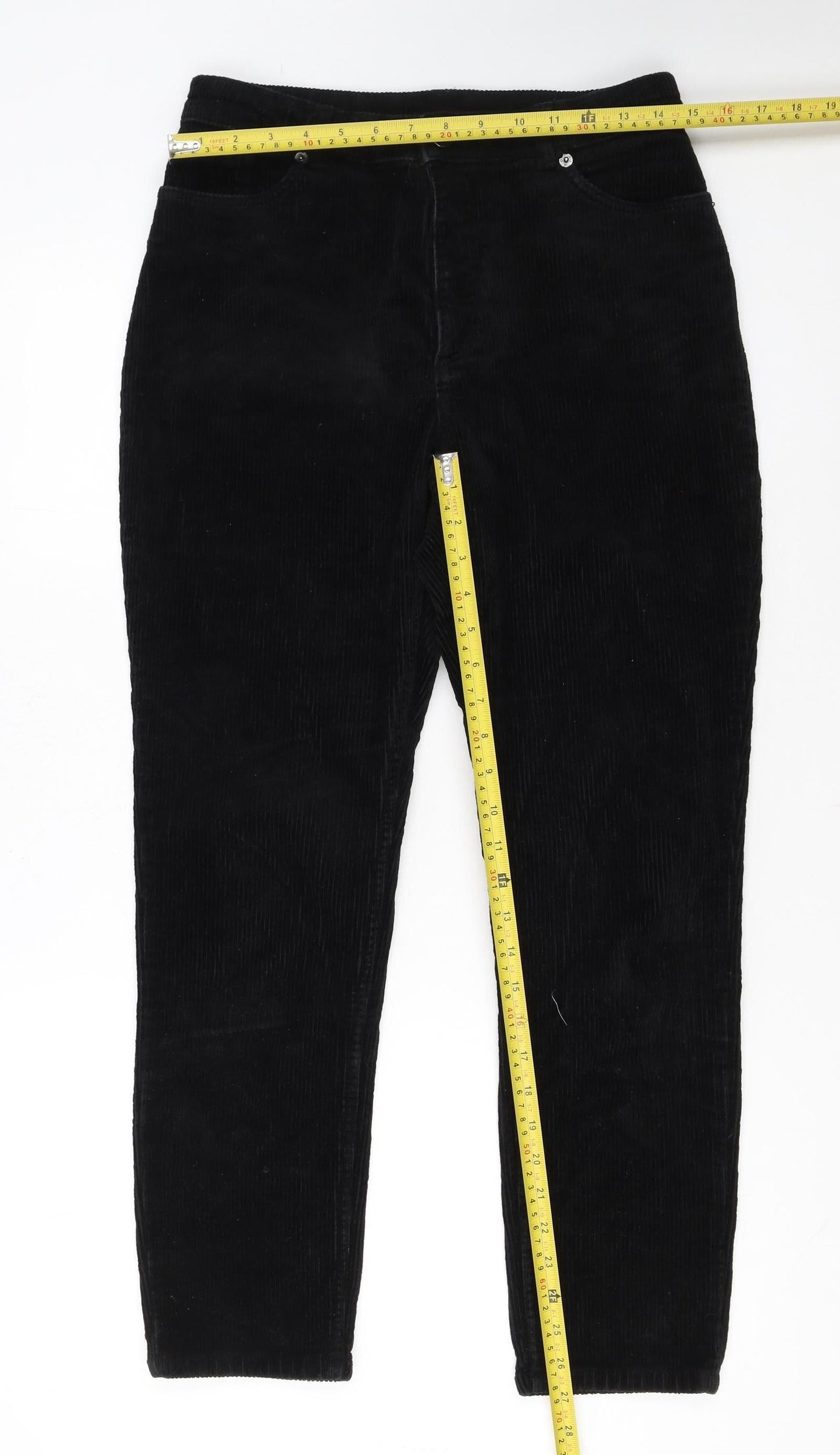 Monki Women's Black Corduroy Trousers Size 10 Cotton Blend