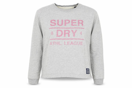 Superdry Women's Grey Pink Logo Pullover Sweatshirt Size S