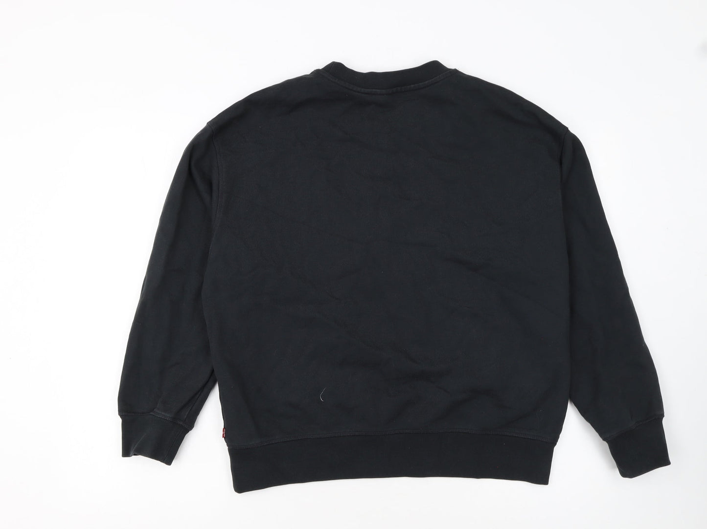 Levi's Women's Black Cotton Pullover Sweatshirt Size L Floral Logo