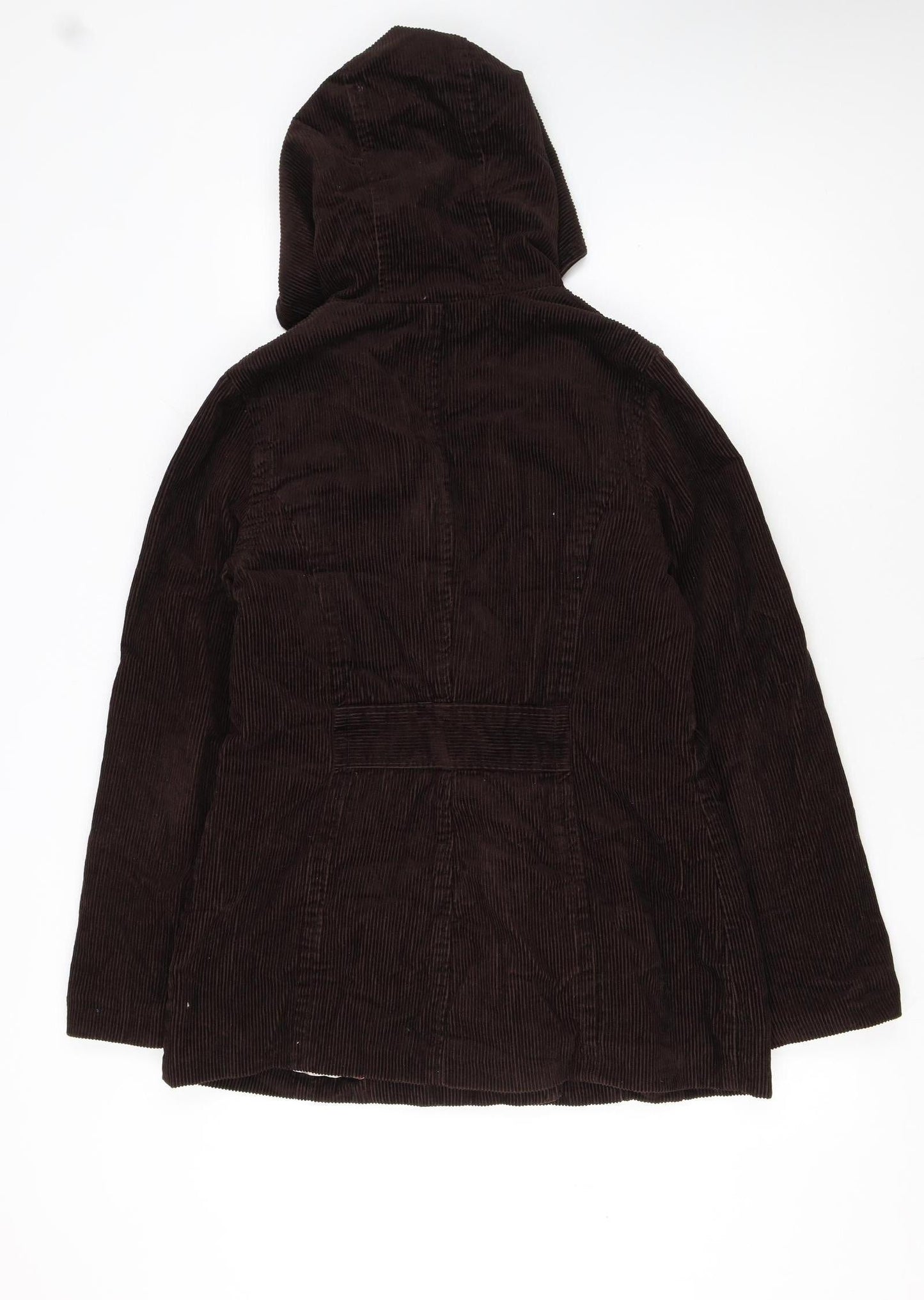Sonoma Women Brown Corduroy Hooded Pea Coat Jacket Size S