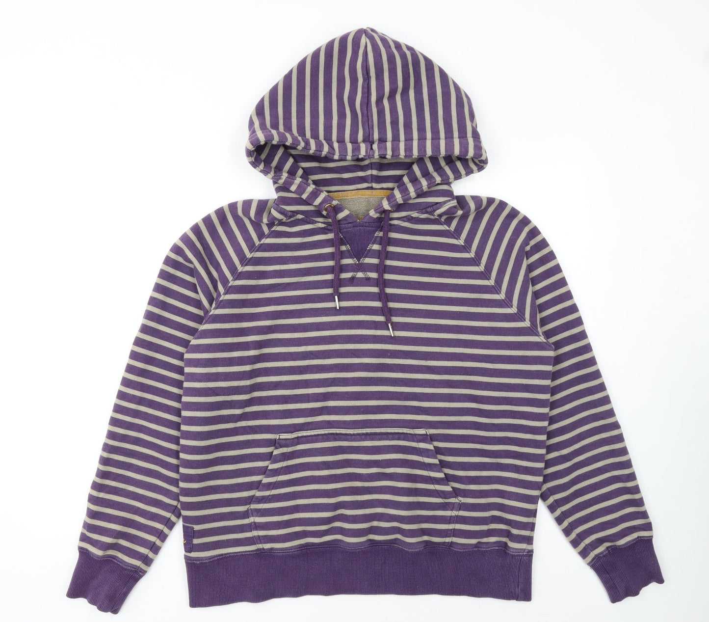 Joules Women's Purple Striped Cotton Pullover Hoodie Size 16