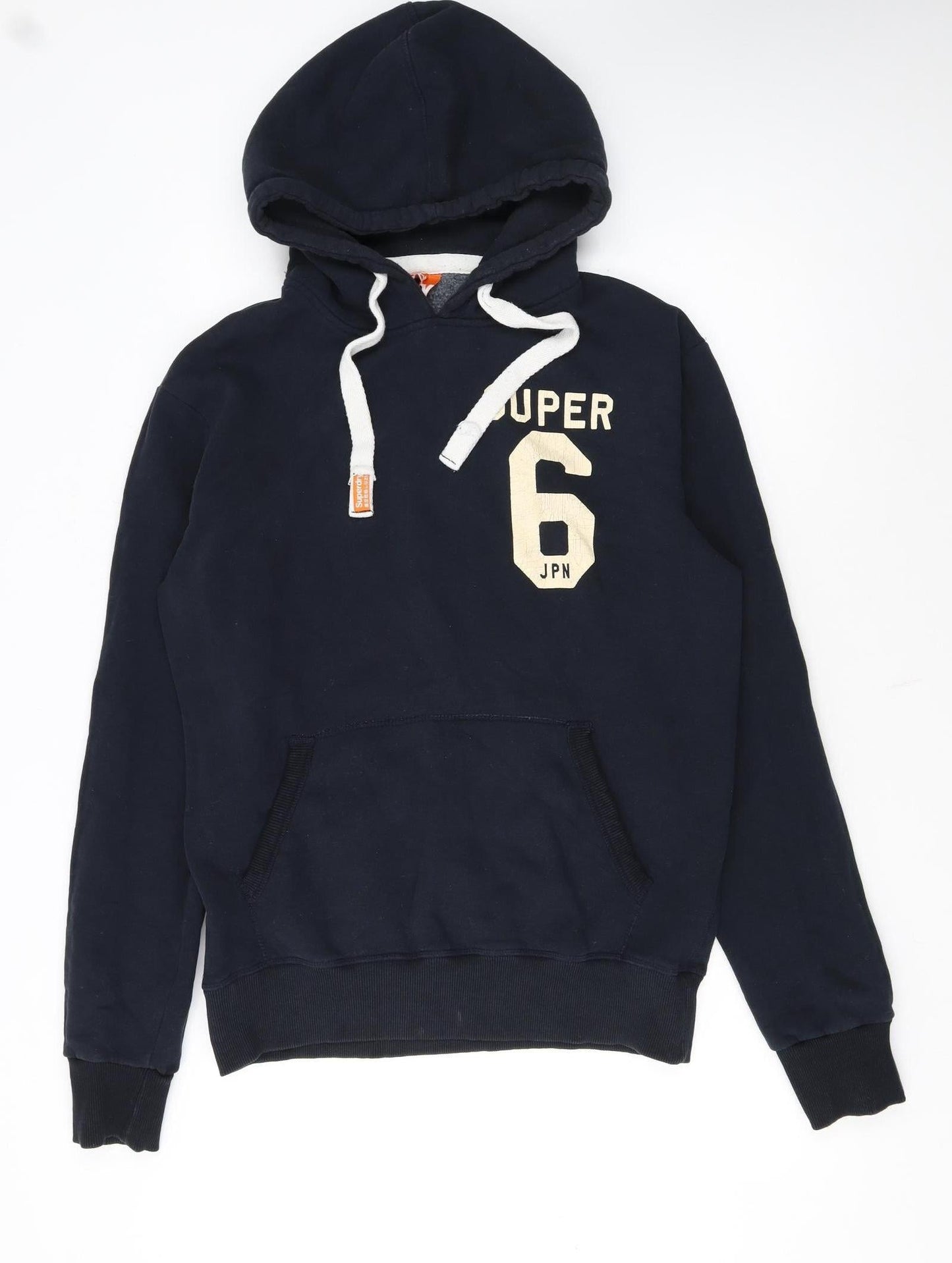 Superdry Men's Blue Pullover Hoodie L Logo Graphic Cotton Blend