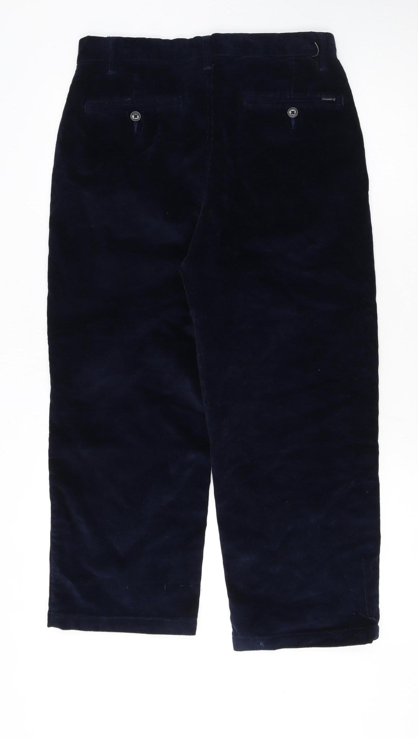 Marks and Spencer Men's Blue Corduroy Regular Fit Trousers Size 32
