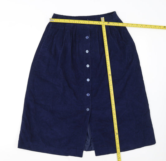 S.V.P. Womens Blue Corduroy A-Line Midi Skirt Size 12