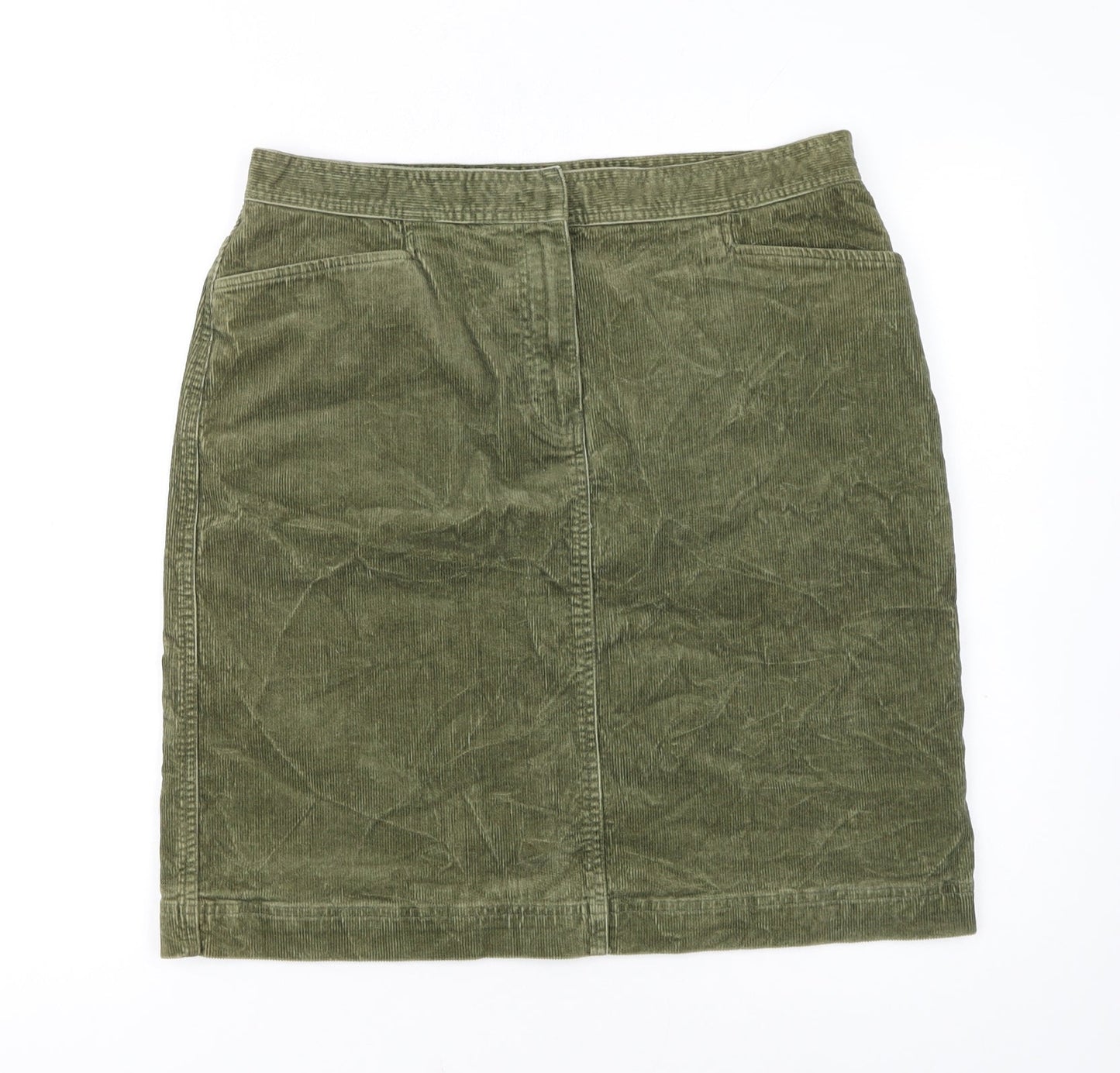Jones Sport Women Green Corduroy Pencil Skirt Size 12 Stretch