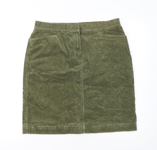 Jones Sport Women Green Corduroy Pencil Skirt Size 12 Stretch