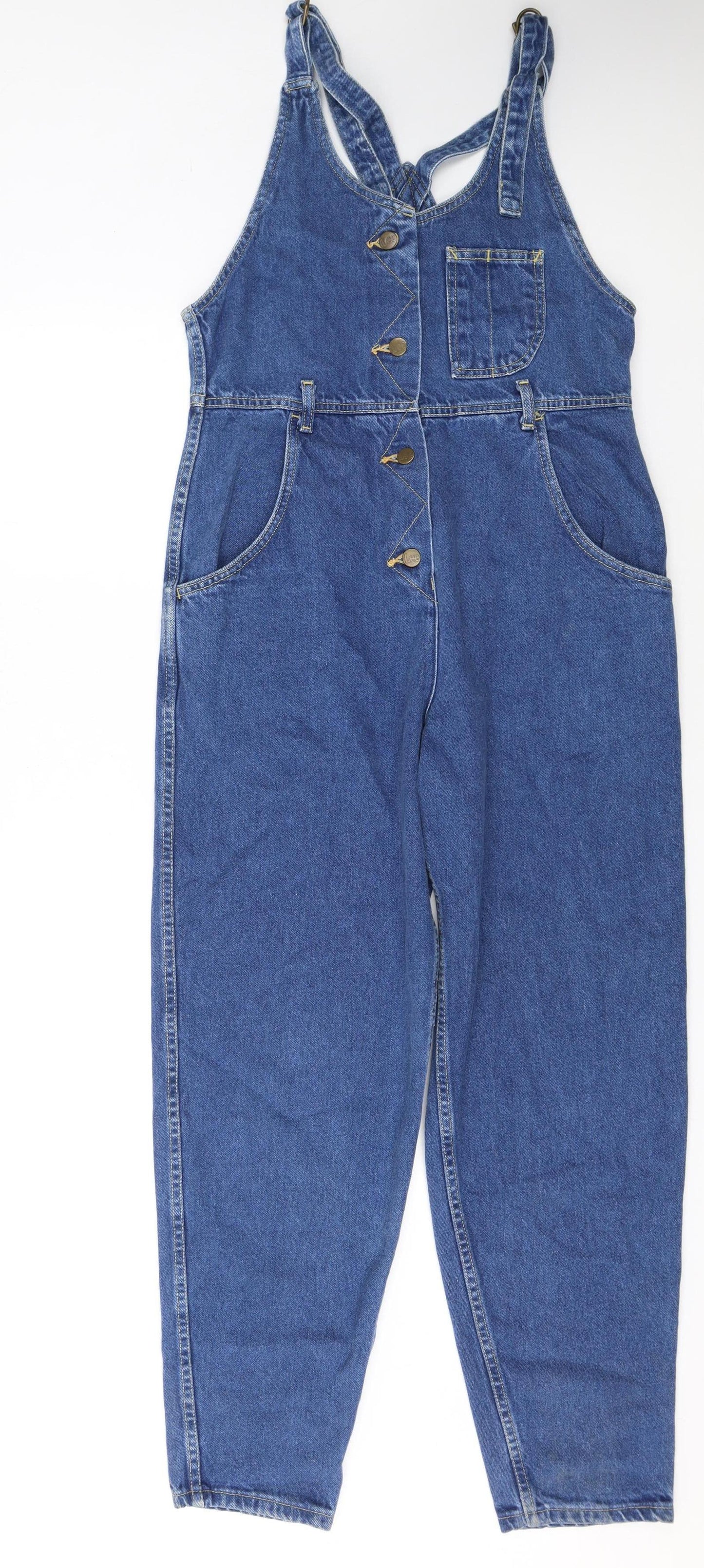 Lee Women Blue Denim Dungaree Jumpsuit Size 10 Adjustable Straps