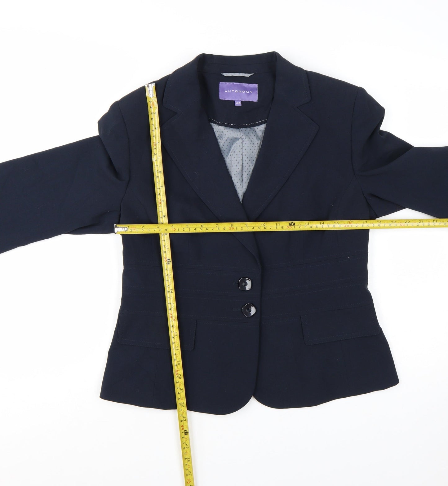 Autonomy Women's Blue Petite Size 14 Classic Two-Button Blazer